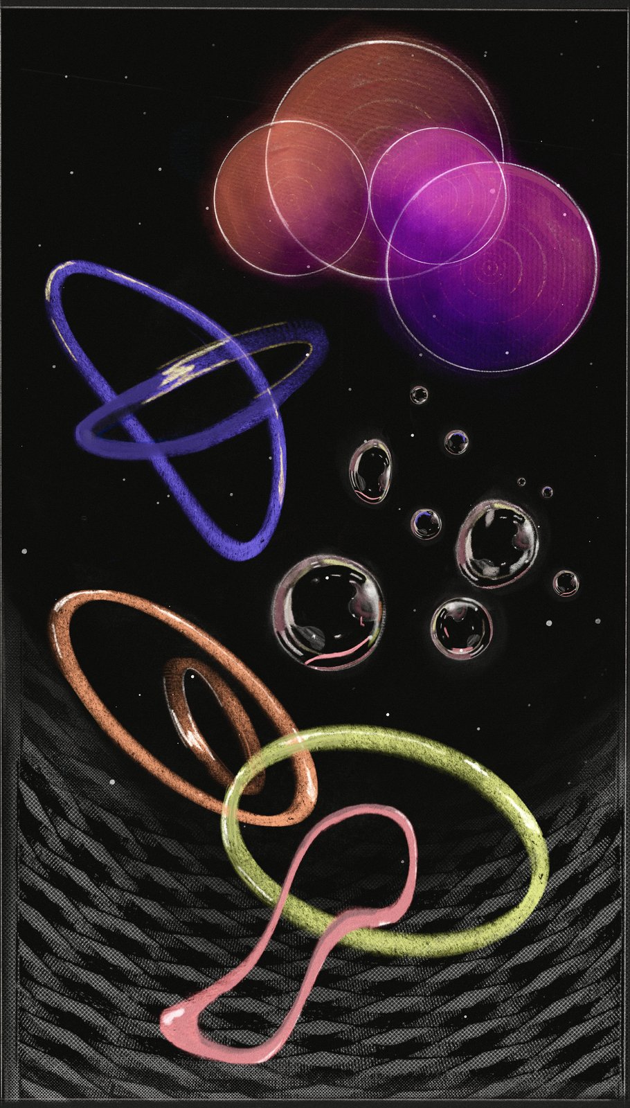 Digital illustration, planetary forms
